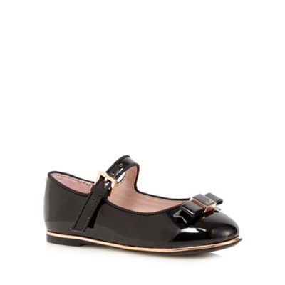 Baker by Ted Baker Girls' black patent bow applique shoes